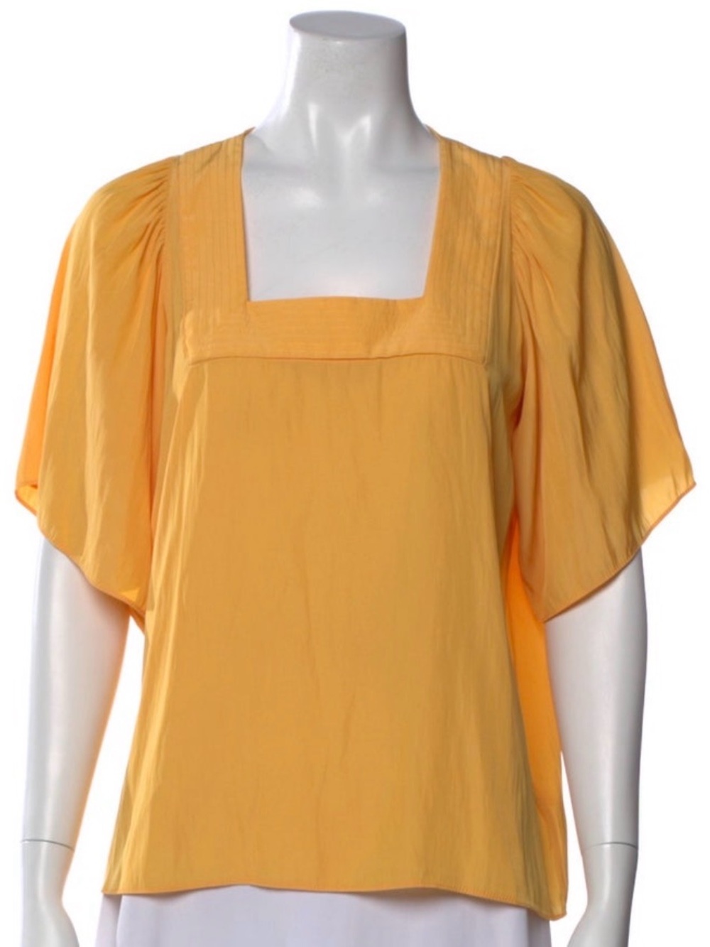 Ramy Brook Yellow Gold Blouse XS Square Neck Flutter Sleeve Top Boho Luxe